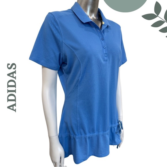 Adidas Predator Ridge Golf Shirt – Light Blue, Flared Drawstring Hem Size Large - Picture 3 of 9